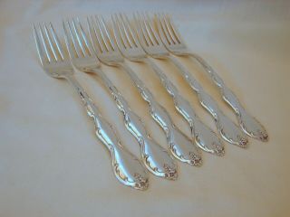 6 Wm.  Rogers Silver Camelot Dinner Forks - Like Cond,  7 - 1/4in,  1964