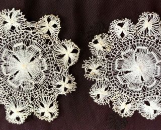 Antique Tenerife Lace Doilies Set Of 5,  Circular 5 " D,  White/cream,  Lovely Cond