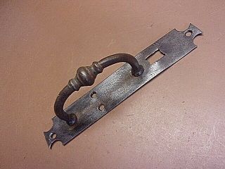 Antique Hand Forged Door Handle Pull No Thumb Latch Cast Iron Piece W/character