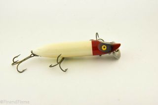 Vintage Heddon Vamp Spook Minnow Antique Fishing Lure Red & White Jj4