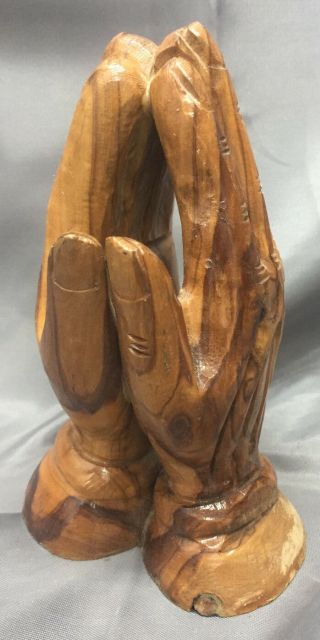 Vintage Antique Olive Wood Prayer Hands Hand Carved