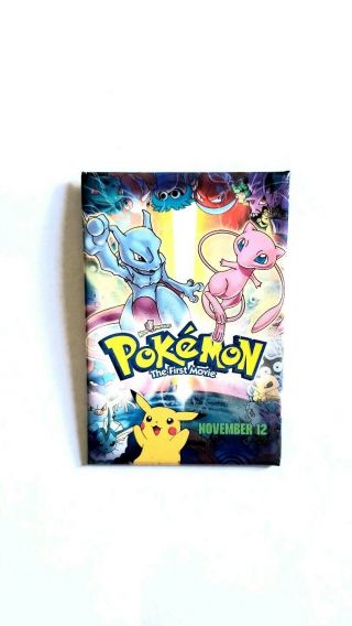 Rare 1998 Pokemon The First Movie Promo Pin - Mewtwo Strikes Back Pikachu Toy
