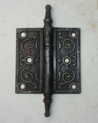 One Antique Cast Iron Eastlake Victorian Door Hinge 3.  5 " X 3.  5 " Steeple Tips