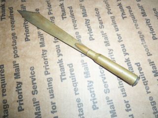 Rare Antique Ww1 Trench Art Bullet Case Letter Opener 1918 Wow Look