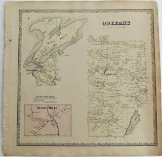 1861 Ny Town Of Orleans Wells Island Lafargeville Jefferson County Map Frm Atlas