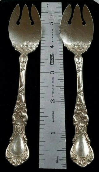 Pair Silverplate Ice Cream Forks 1903 Floral By Wallace No Mono - Set Of 2