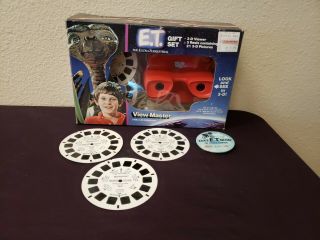 Rare Vintage E.  T.  View Master Gift Set,  Beetlejuice 3 Disc,  E.  T.  Button
