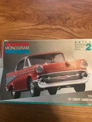 Vintage Plastic Model Kit 1/24 Scale Monogram `57 Chevy Hardtop