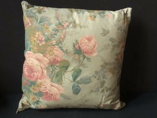 Rare Ralph Lauren Decorative Squires Path Green Bed Pillow Square Floral Chic