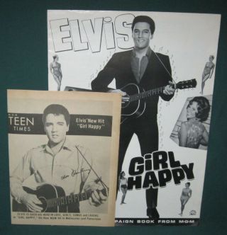 Elvis Presley Mgm Girl Happy Press Book Rare 1965 W/ Insert Nm