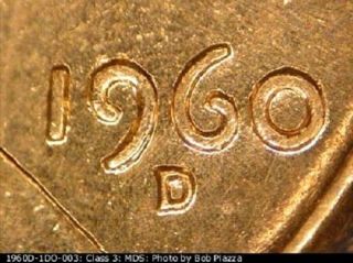 1960 - D Doubled Die Obverse (DDO) 3 Lincoln Cent - ANACS MS - 65RED - RARE 3