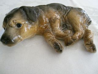 Rare Vintage Goebel Large Ceramic Dog Figurine W.  Germany Chilled Out Pup 8.  75 "