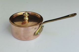 Mini Vintage Copper Stainless Steel 3.  5 " Butter Warmer Sauce Pan Rare Lid France