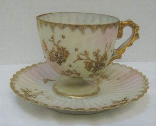Victorian Demitasse Cup & Saucer Pale Pink & Gold