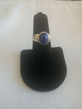 Vintage 925 Sterling Silver Real Lapis Lazuli Gemstone Oval Ring Size 6.  5.  43g