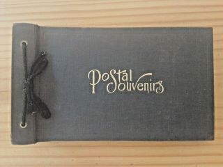 Antique Postcard Album,  Empty,  " Postal Souvenirs "