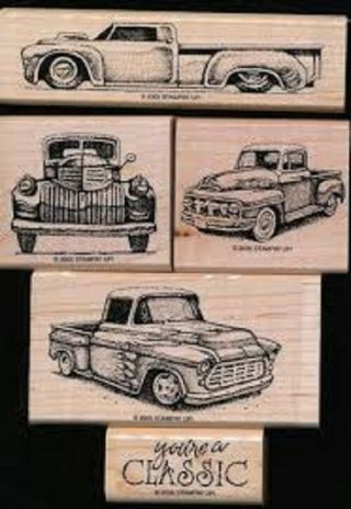 Stampin Up Classic Pickups Rare Stamp Set Hot Rod Custom Pickup Trucks