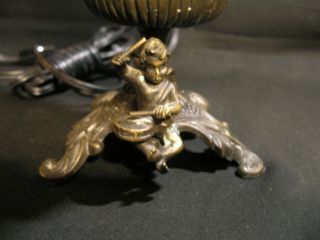 Vintage Antique Brass Small Angel Based Lamp with Glass shade 3