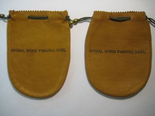 Vintage Spiral Wind Fishing Reel Leather Bags (set Of Two)