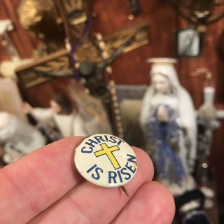 Vtg 1960 CHRIST RISING 1” Church Pin Brooch Badge Rare Antique Religious Estate 2