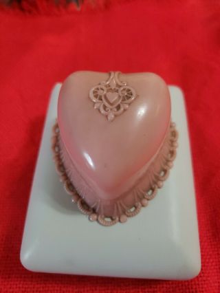 Rare Antique Heart Shaped Bakelite - Celluloid? Ring Box