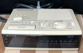 Sony Dream Machine Icf - C3w Digital Alarm Clock Am/fm Radio Vintage