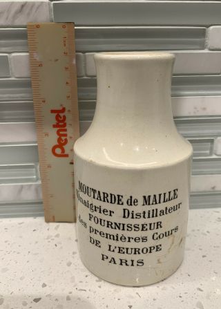 Rare Vintage Tall French Moutarde De Maille Ceramic Mustard Jar/crock/stoneware