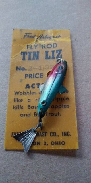 Vintage Tackle Box Fishing Lure Arbogast Fly Rod Tin Liz