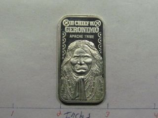 Chief Geronimo Apache Tribe Indian 1975 Vintage 999 Silver Bar Coin Rare