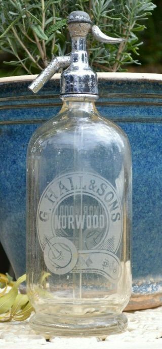 Antique Vintage South Australian G.  Hall & Sons Norwood Glass Soda Syphon Bottle
