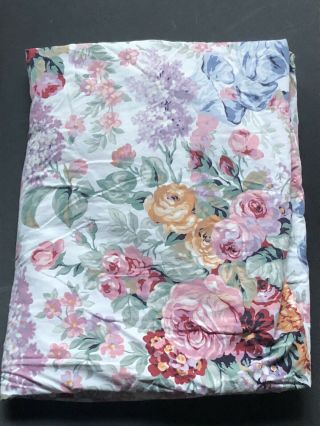 Rare Ralph Lauren Allison Queen Fitted Sheet Blue Bow Roses Floral Flowers