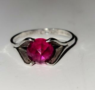 Vintage Joseph Esposito Sterling Silver Red Stone Ring Sz 5.  75