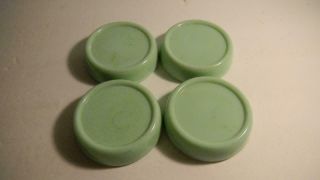 Rare Set Of 4 Vintage Jadeite Green Furniture Coasters Caster Cups
