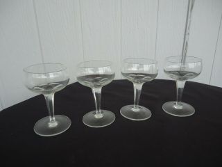 4 Vintage Antique Crystal Champagne Glasses 6 Sided Stems