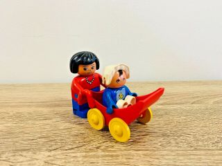 Lego Duplo Vintage Red Baby Stroller Pram Yellow Wheels Baby Mother