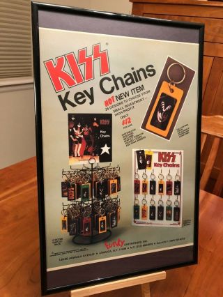 2 Big 11x17 Framed Rare “kiss Posters” & Key Chains Etc.  Lp Album Cd Promo Ads