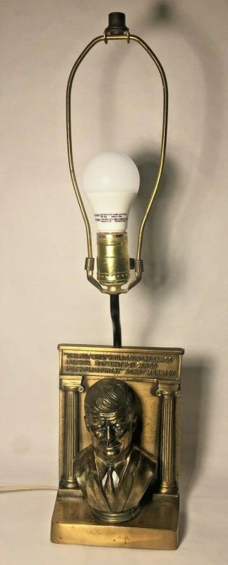 John F Kennedy Jfk Vintage Brass - Plated Bust Table Lamp - Extremely Rare