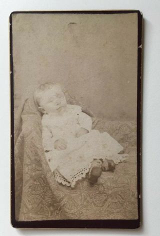 Authentic Antique Vintage Post Mortem 4” Cdv Photo Of Infant Baby Child Boy Girl