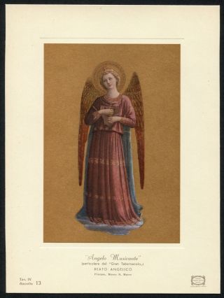 Musician Angel w Harp Beato Angelico Italian Renaissance art museum card 3