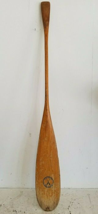 Rare Vintage Wood Canoe Paddle 60 " X 7 ",  Peavey Mfq Co.  Eddington Maine