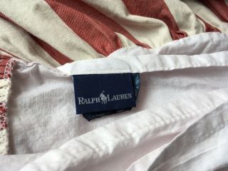 Ralph Lauren Belle Harbor King Bedskirt Dust Ruffle Red Patriotic Striped RARE 2
