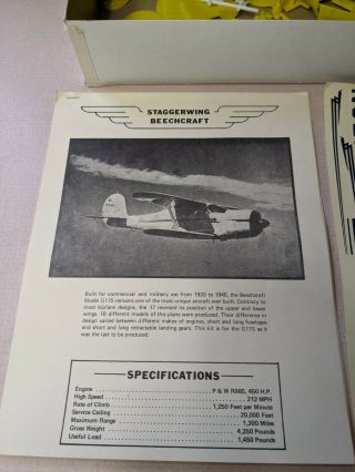 EXTREMELY RARE Beechcraft Staggerwing 1/32 scale plastic model kit 2