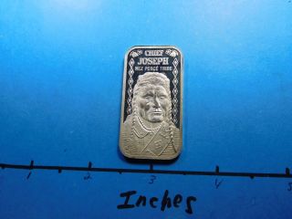 Chief Joseph Nez Perce Tribe Indian 1975 Vintage 999 Silver Bar Coin Rare