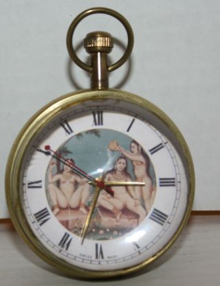 Antique Swiss Movement Wind Up Table Top Ball Lucite Clock / Watch Rare Erotic