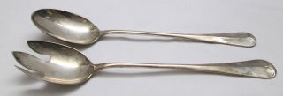 Vintage 12 1/2 " W.  A.  Italy Silverplated Salad Serving Spoon & Fork Silver Plate