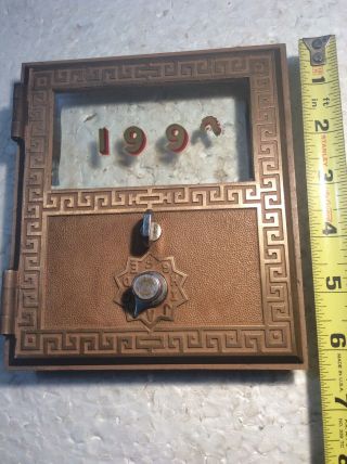 Vintage Antique Brass Us Post Office Box Door Federal Equipco 1959 Keyless Lock