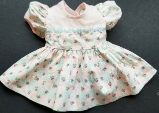 Vintage Factory Pink And Blue Floral Doll Dress Fits 14 16 " Dolls