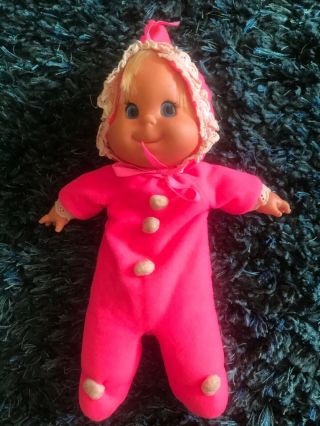 Vintage Mattel 1970 Baby Beans Doll - Pink - Good Vintage