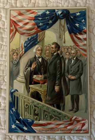 Vintage Antique Patriotic Abraham Lincoln Tucks Inauguration Postcard