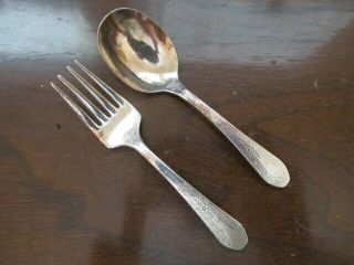 Vintage Community Silver Plate Baby Spoon & Fork Set Flatware Infant Child